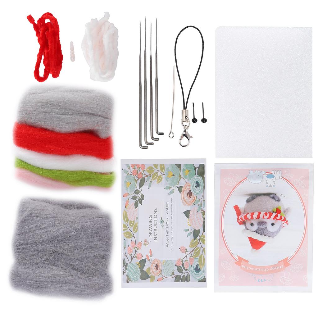 Nadelfilz-Set Wollfilz-Zubehör Niedliche Tier-Plüschpuppe DIY Bastelmaterial 112# Energie Weihnachts-Hut