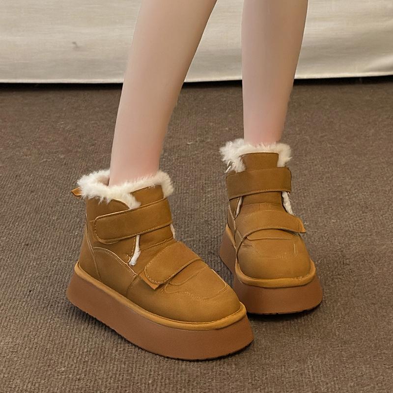 

Velcro cotton shoes women s new casual versatile foreign style French temperament warm thick-soled snow boots in winter 2025 35