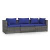 VidaXL 3-Sitzer-Sofa mit Kissen Grau Poly Rattan