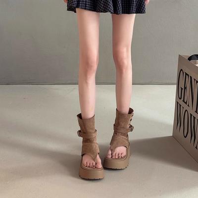 Mode Plateausandalen Damen Retro Kleine Kleidung Martin Stiefel Lokomotivstiefel Heißes Mädchen Bequeme Römische Kurze Stiefel Tide