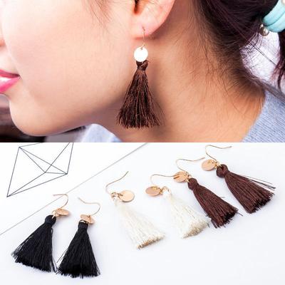 Einfacher Stil Metall Runde Quaste Lange Ohrringe Wild Einfache Mode Persönlichkeit Ohrringe Schmuck AVE