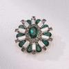 Crystal Flower Brooch High-End Women'S Retro Elegant Oval Brooch Pin Suit Coat Accessories