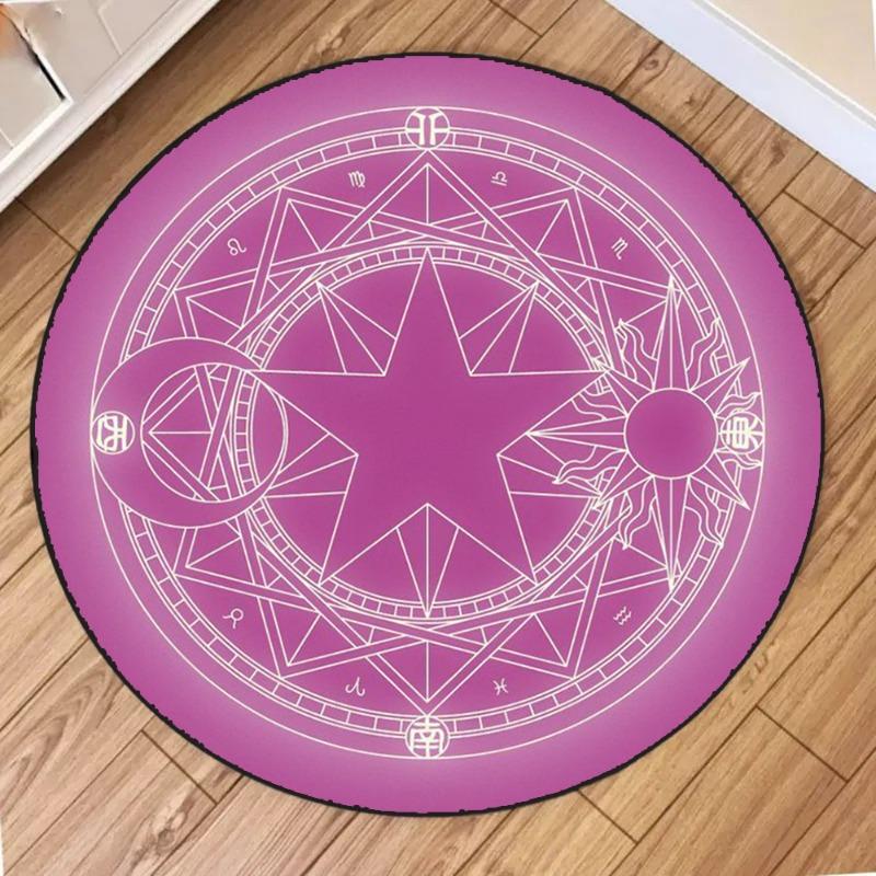 Star Array Pattern Round Carpet Living Room Bedroom Computer Chair Sponge Cushion Circle Rugs Home Decor Floor Mat Washable
