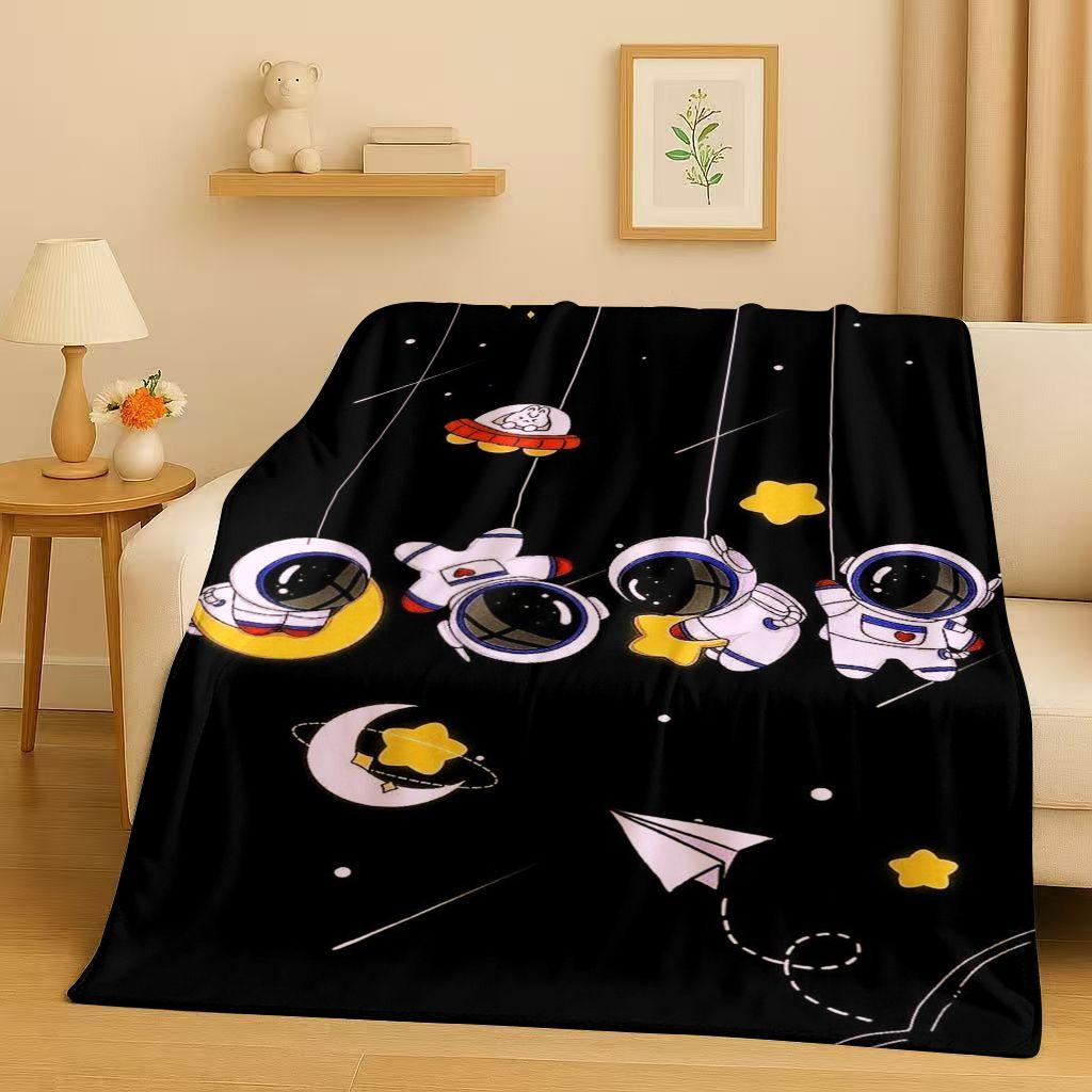 3D Cartoon Astronaut Spaceman Planet Flannel Blanket,Ultra Soft Plush Throw for Home Bedroom Bed Sofa Cover Kid Christmas Gift
