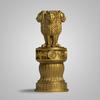 Ashoka Pillar Sculpture - 5 Inch, Gold Finish - Handmade Indian Heritage Art