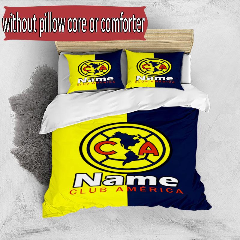 3pcs Duvet Cover Set (1*Duvet Cover + 2*Pillowcase, Without Core), Custom Name Club America Pattern Bedding Set, Home Bedroom Decor Gift