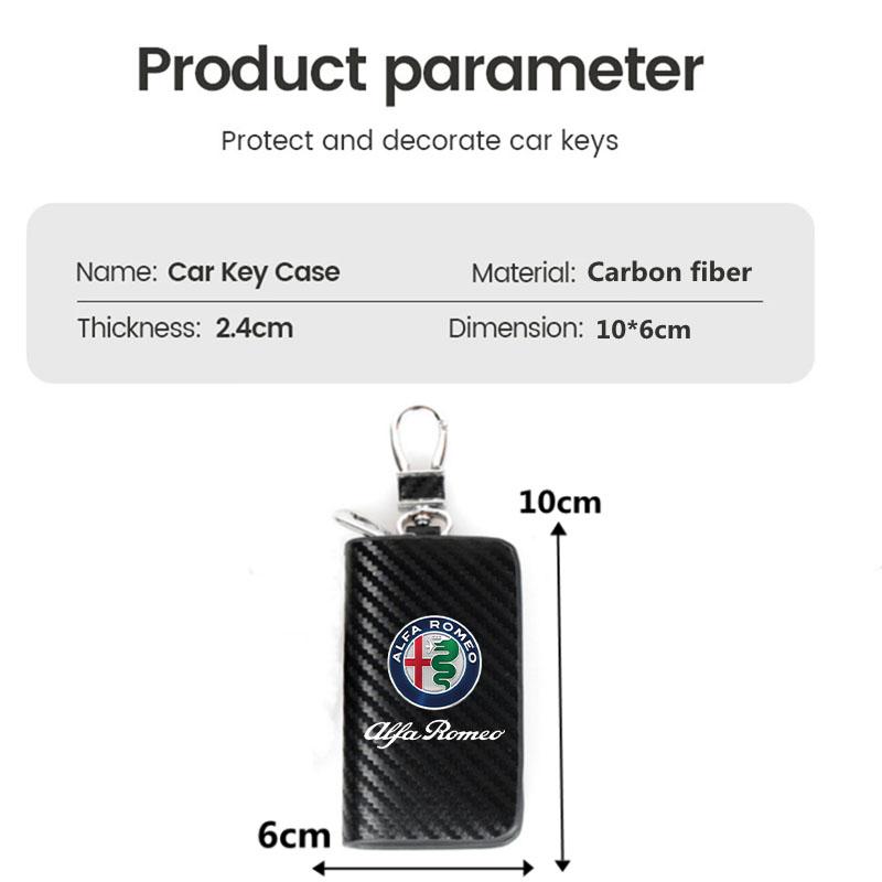 Car Case Keys Pouch Carbon Fiber Fabric Keychain Bag For Alfa Romeo STELVIO Giulia 159 Giulietta 147 Mito 156 MTO Sportiva Car zk7