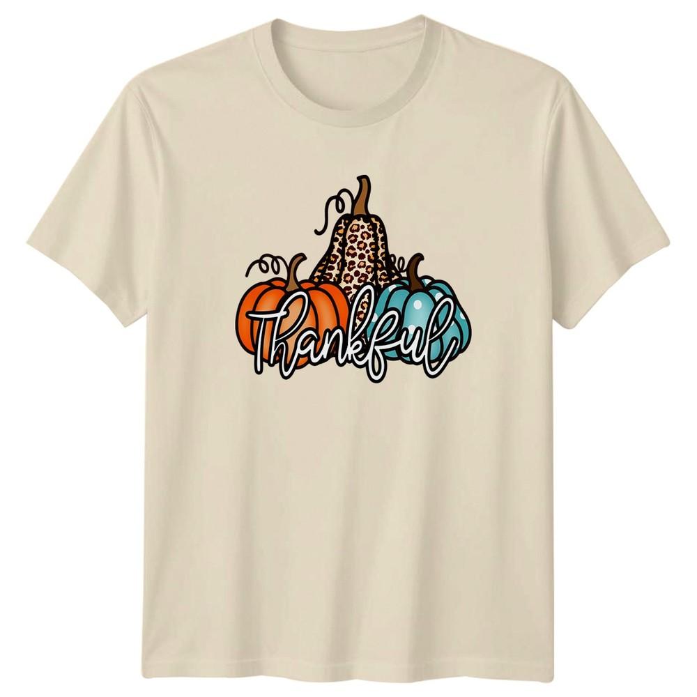Thankful Unisexs TShirt Leopard Print Pumpkin Thanksgiving Gift For Her