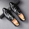 Fashion Luxury Fashion Men Crocodile Pattern Casual Leather Shoes Male Lace Up Flats Homecoming Wedding Dress Prom Zapatillas Hombre