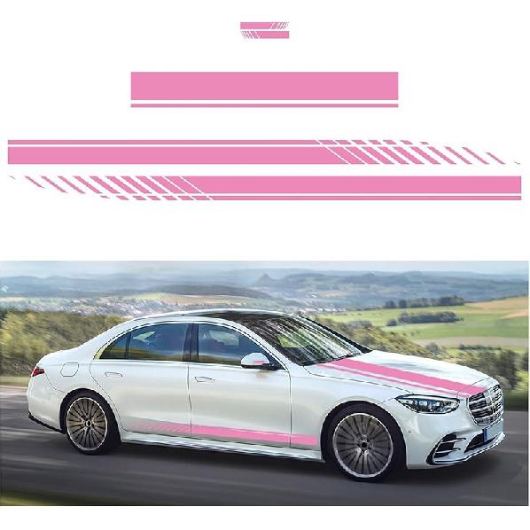 5 PCS Car Hood Stripe Sticker, Vinyl Modified Rearview Mirror Decals, Racing Sports Auto Body Side Sticker Decoration, Universal Exterior Stickers