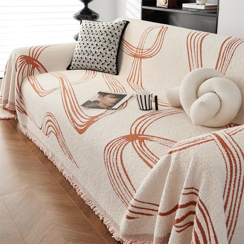 Autumn and Winter Thick Plush Ribbon Sofa Cover Cloth One-Piece Sofa Towel All-Inclusive Sofa Cover Dust Cover Full Cover Blanket