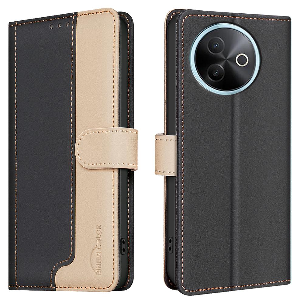 BINFEN COLOR BF33 For vivo Y39 5G Leather Case Splicing Color RFID Blocking Wallet Stand Phone Cover