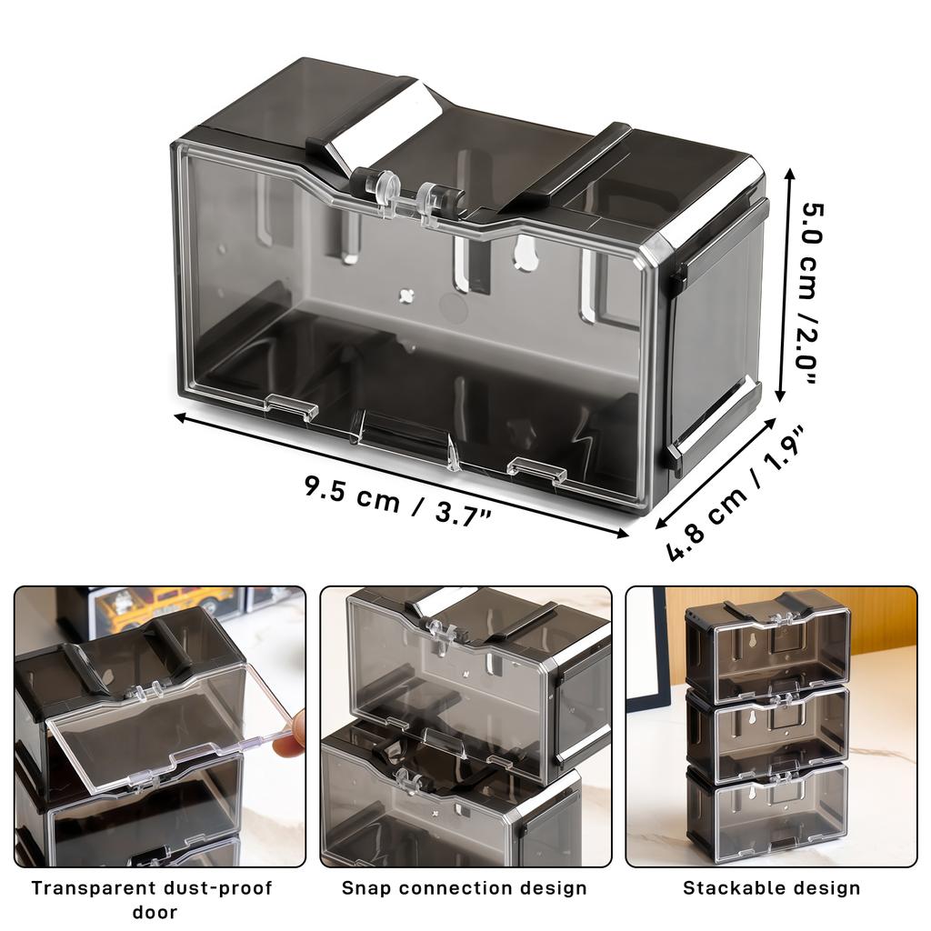 Transparent Acrylic Storage Box for 1:64 Toy Car Model Hotwheels Car, Stackable Dustproof Display Organizer Case