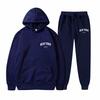 Men Women Streetwear Fleece Hoodie Set Fashion Pullover Long Two-Piece