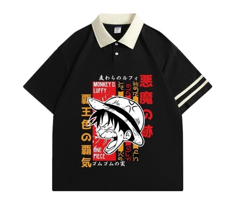 

One Piece Luffy Cosplay Anime Manga Polo Shirt T-shirt Short Sleeve Cotton Cotton S