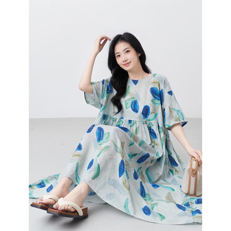 Aiyilian Retro Printed Summer Dress M