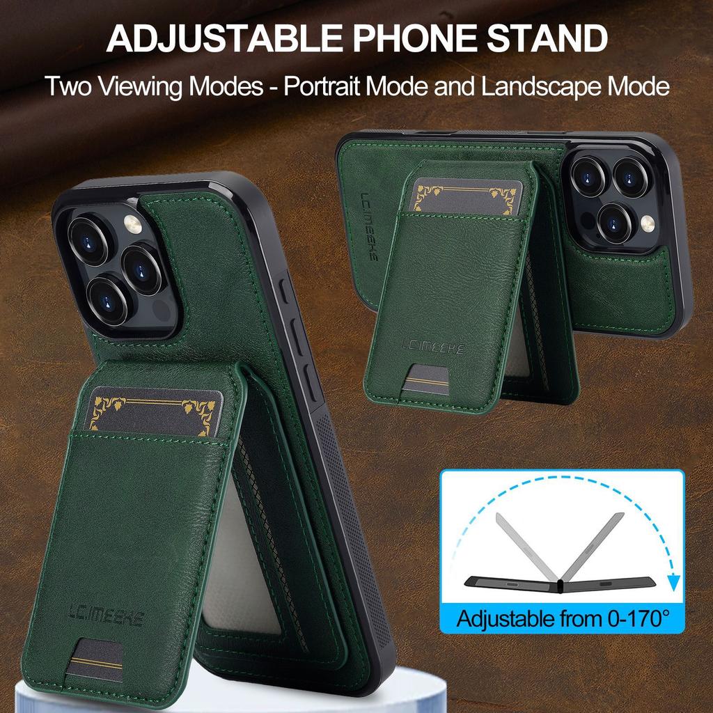 Compatible with iPhone 16 Pro magnetic card holder leather case, 15 Plus protective case, 14 Max, Apple 17 detachable phone case