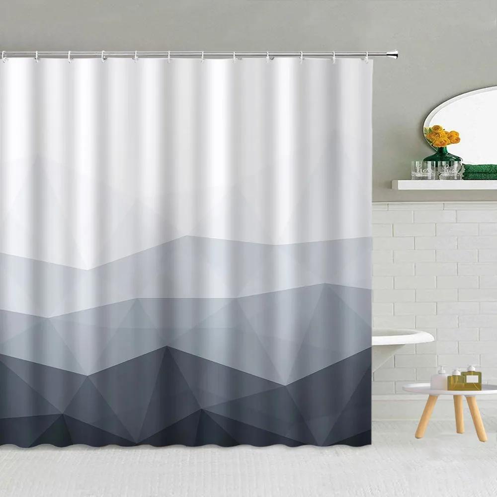Geometric Shower Curtain, Gradient Colour Rhombus Bright Mid Century Modern Abstract Art Navy Blue Purple Bathroom Decorative