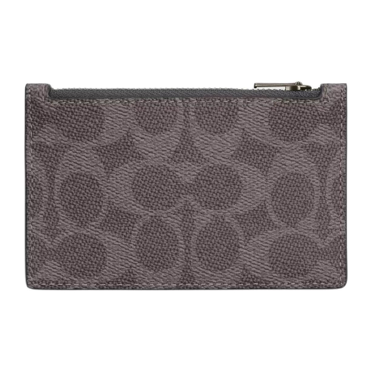 

Coach Signature 12 Brand Print Coated Canvas And Leather Card Holder Unisex Accessories Gray Charcoal CV764-QBYFT Gray & Charcoal