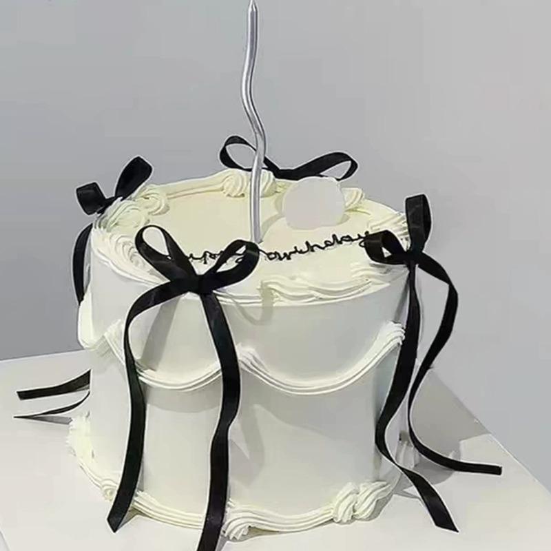 Modelo de Bolo de Aniversário de Simulação 6 Polegadas / 15cm Estilo Ballet Fada Fita Laço em Forma de Creme Adereço para Foto Decoração de Restaurante Exibição