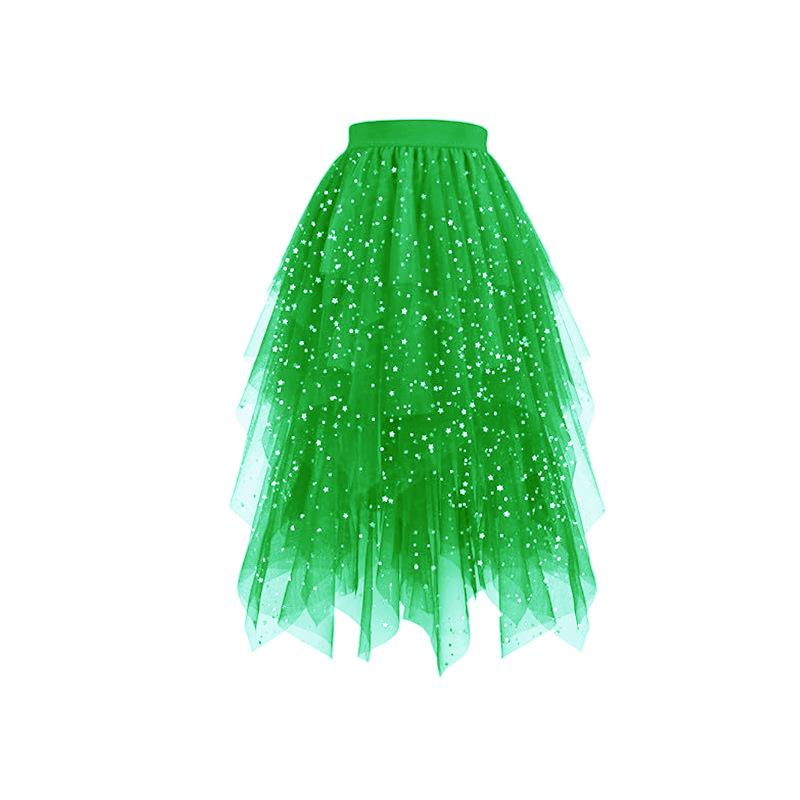 

Tulle Sequin Skirts Tulle Tutus Star-Print Tulle Skirts Tutu Skirts Asymmetrical Midi Tulle Skirts Fluffy Layered Tulle Tutu Skirt XL зелений