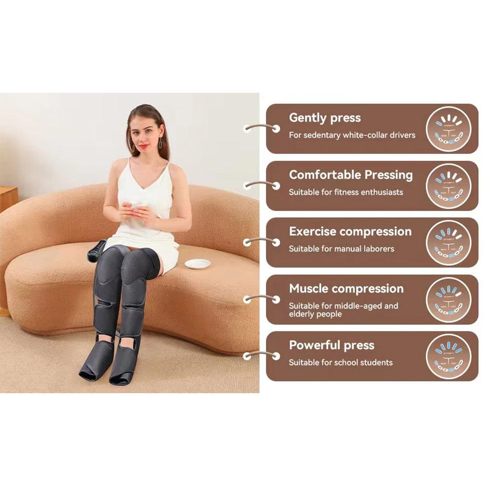 Air Compression Leg Massager Foot Calf Machine Blood Circulation Relaxation Instrument Long Airbag Vibration Heating Knee Tool