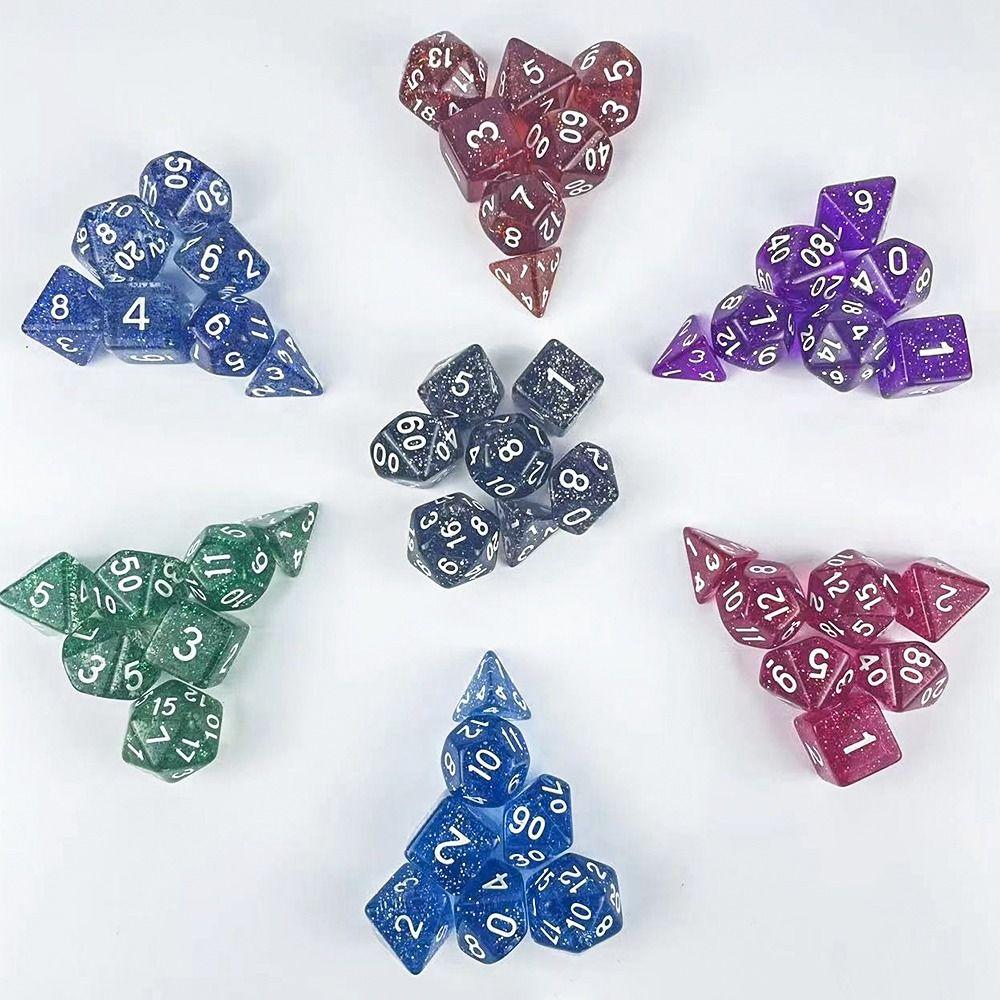 Multifaceted Digital Dice Set Double Colors Acrylic Table Game Opaque Polyhedral Dices for DND Dice Tabletop Role-Playing Game