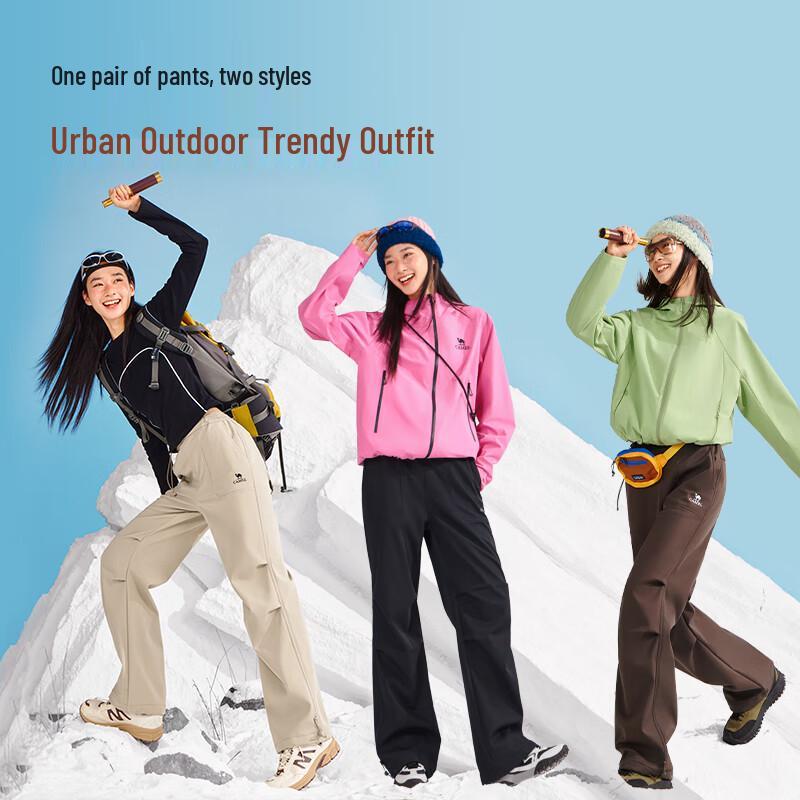 Camel Women's 2025 F/W Fleece-Lined Anti-Static Straight Cargo Pants