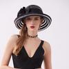 Curled Sun Hat Temperament Flower Wedding Dress Top Hat Women'S Summer Cloth Strip Mesh Sun Protection Sun Hat