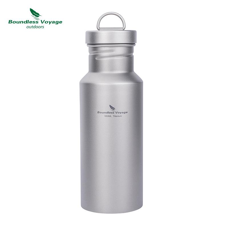 Ultra-Light Pure Titanium Water Bottle - Large Capacity, Wide Mouth, with Handle for Camping & Sports
