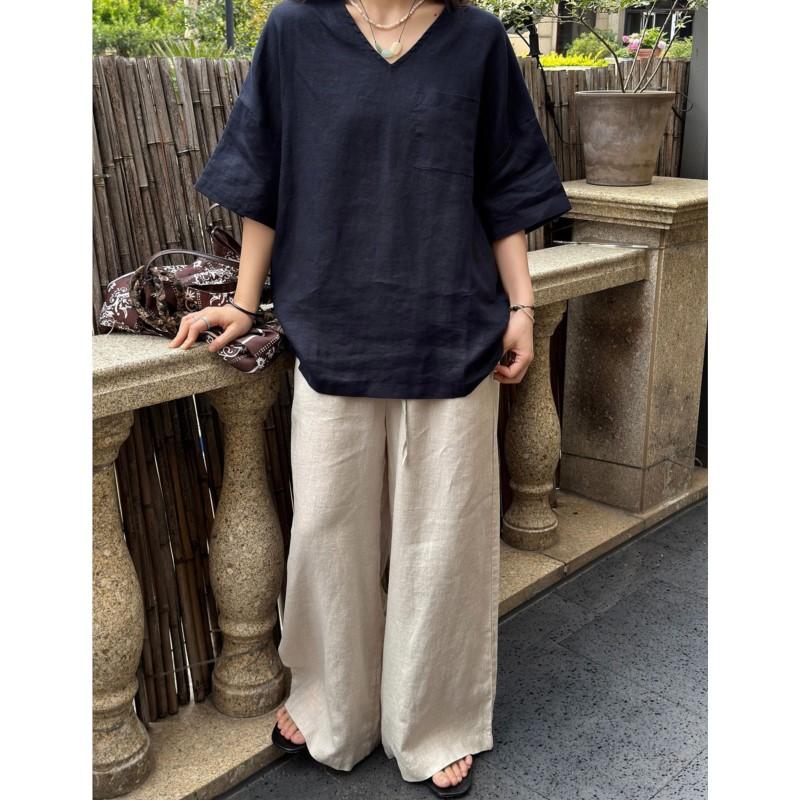 Johnature Summer Japanese Casual Loose Wide-leg Pants Light Dry Full Length Comfortable Trousers For Women