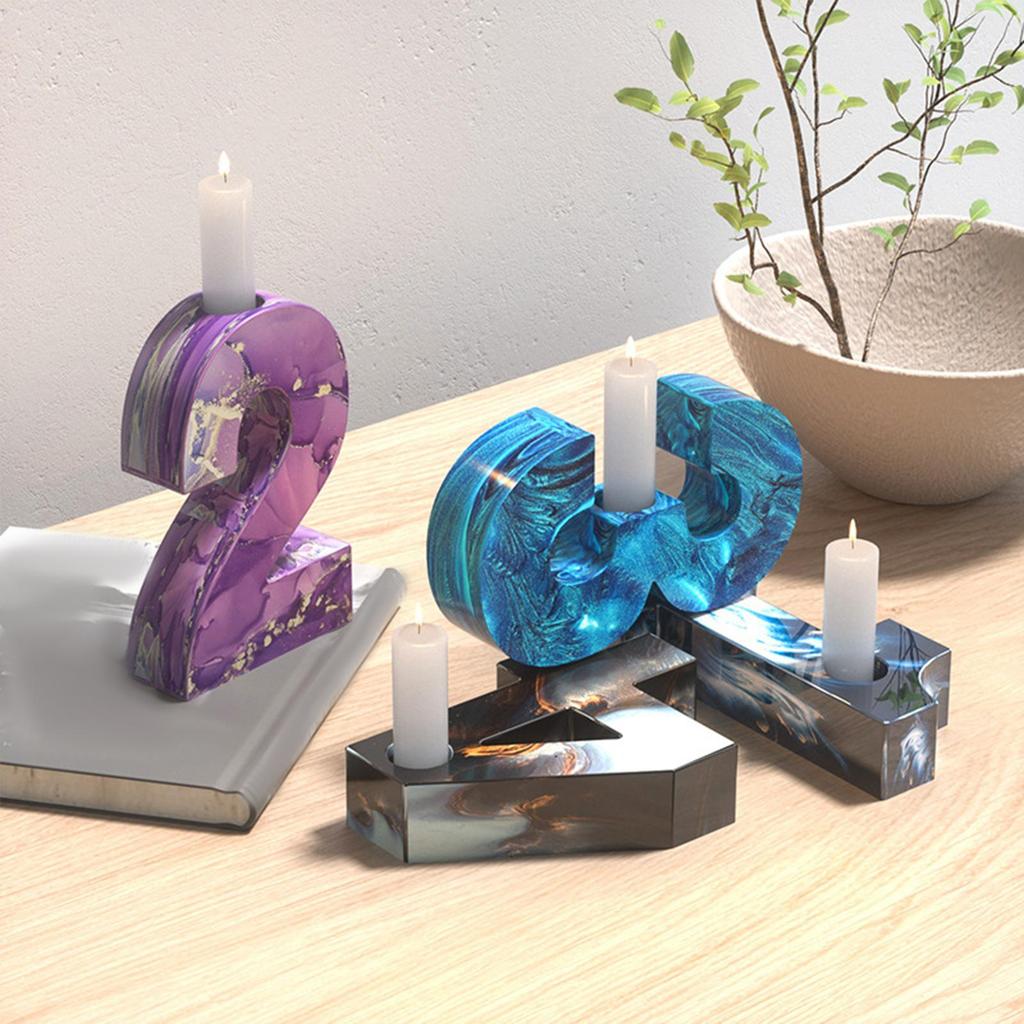 Candle Holder Resin Die Candlestick Silicone Flexible Reusable Creative Number Handmade
