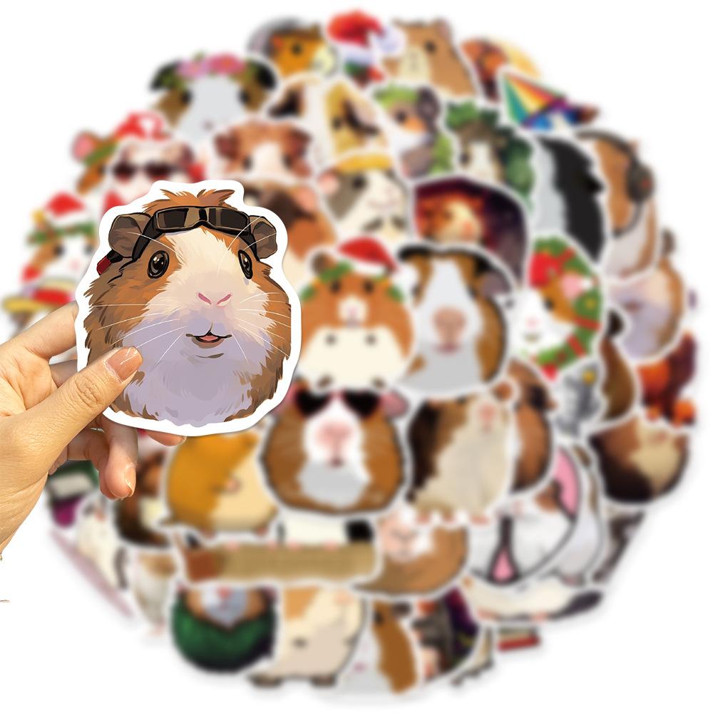 50 Cartoon Guinea Pig Doodle Stickers Personalized Decorative Guitar Notebook Suitcase DIY Waterproof