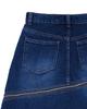The Museum Visitor Diagonal Zipper Detailed Washed Denim Skirt (Washed Blue)