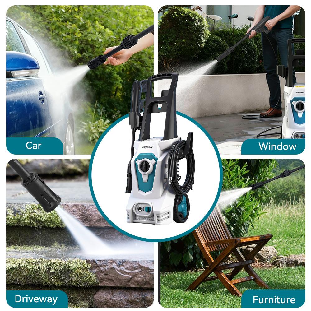 Yofidra Pistola Idropulitrice Elettrica ad Alta Pressione 250Bar 2500W Pulitore per Giardino e Industria Pistola a Spruzzo Lavatrice Acqua Ugello Regolabile 180°