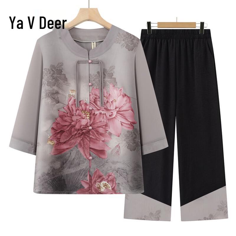 Elegant New Chinese Style Summer Shirt for Elderly Women XL