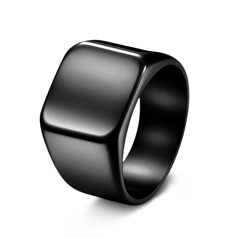 Titanium Steel Jewelry Minimalist Polished Square Men's Ring - Polished Titanium Steel Ring