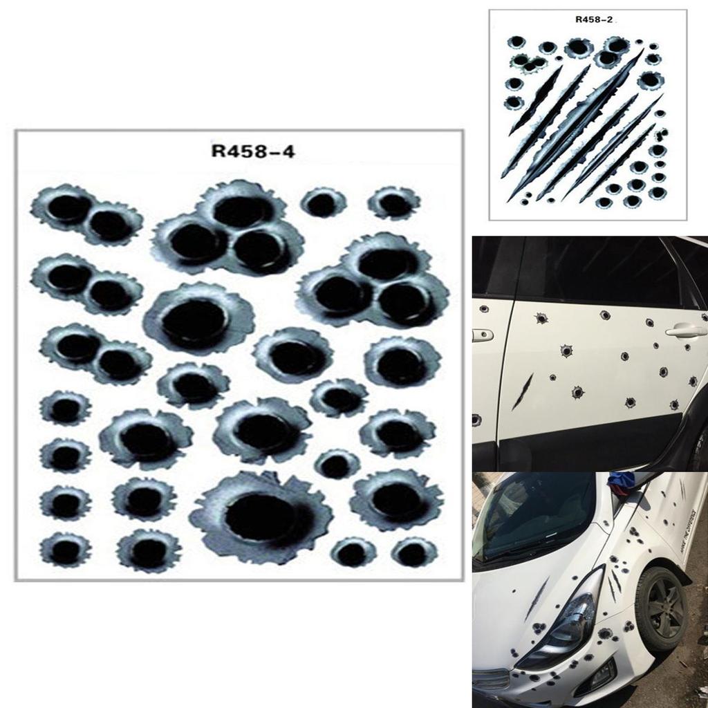 Stickers Side Car Auto Bullet Hole Motorcycle Decoration Sticker 3d Styling Car