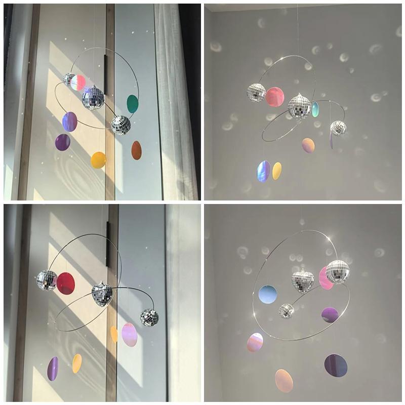 Disco Multi Sided Wind Chime Decorative Reflective Ball Wind Chime Pendant Diy Girl Birthday Gift Planet Light Show Home Decor