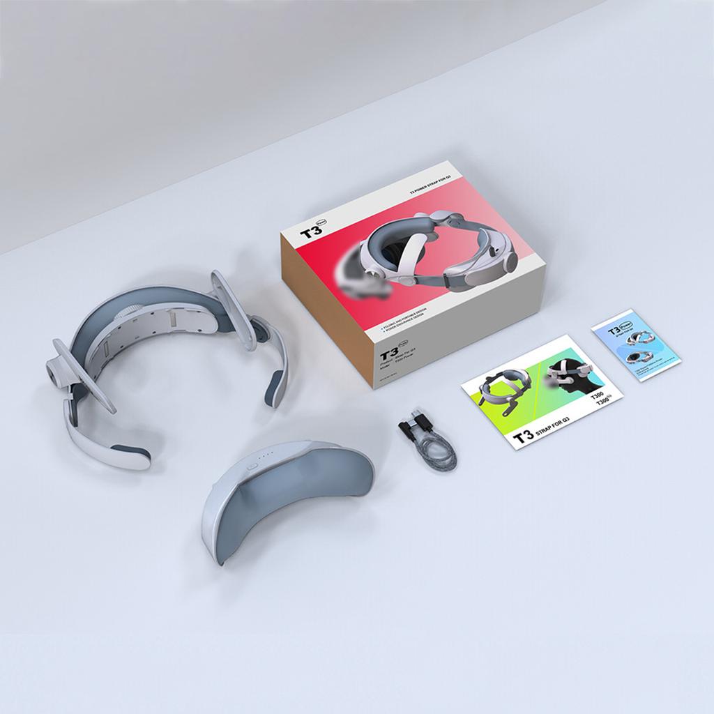 Наголовний ремінь, сумісний із гарнітурою Meta Quest3 VR, 5000 мАг, перезаряджається, обертається на 360 градусів, регулюється