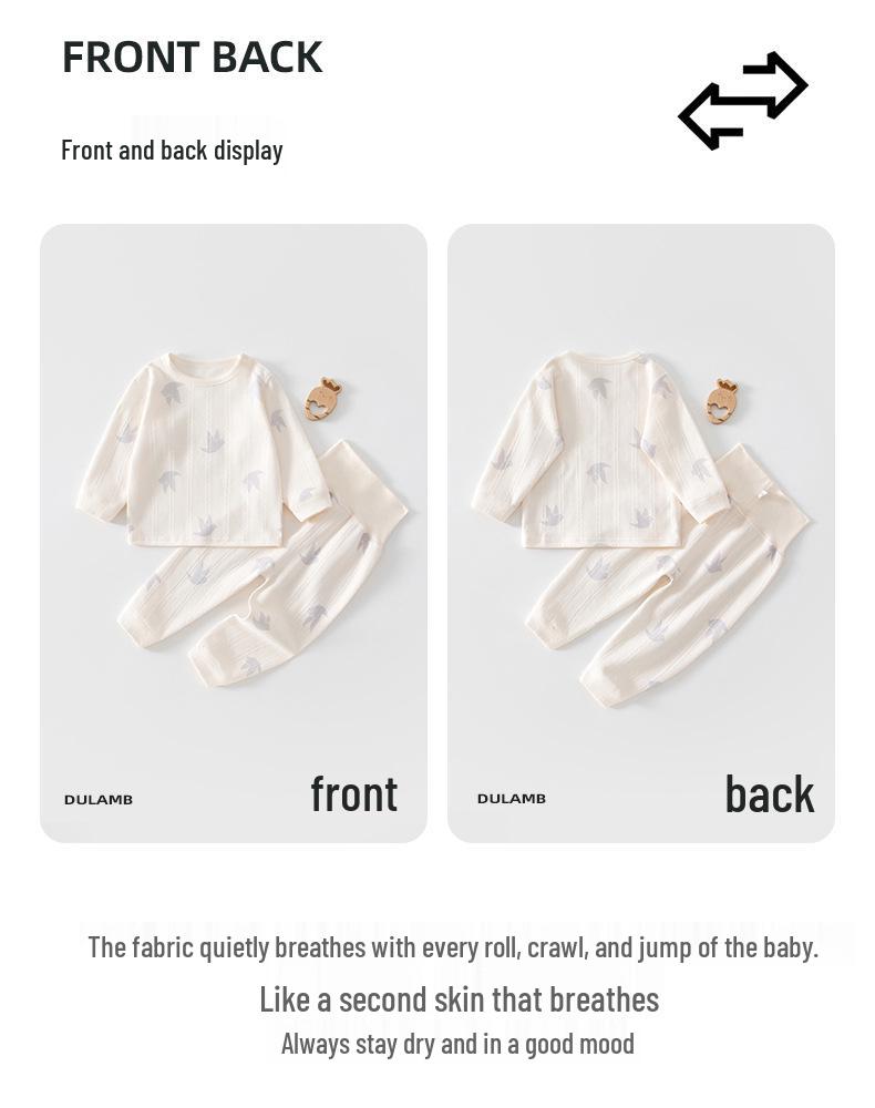 Infant Autumn Clothing Set: Pure Cotton High Waist Pajamas & Base Layer for Boys & Girls