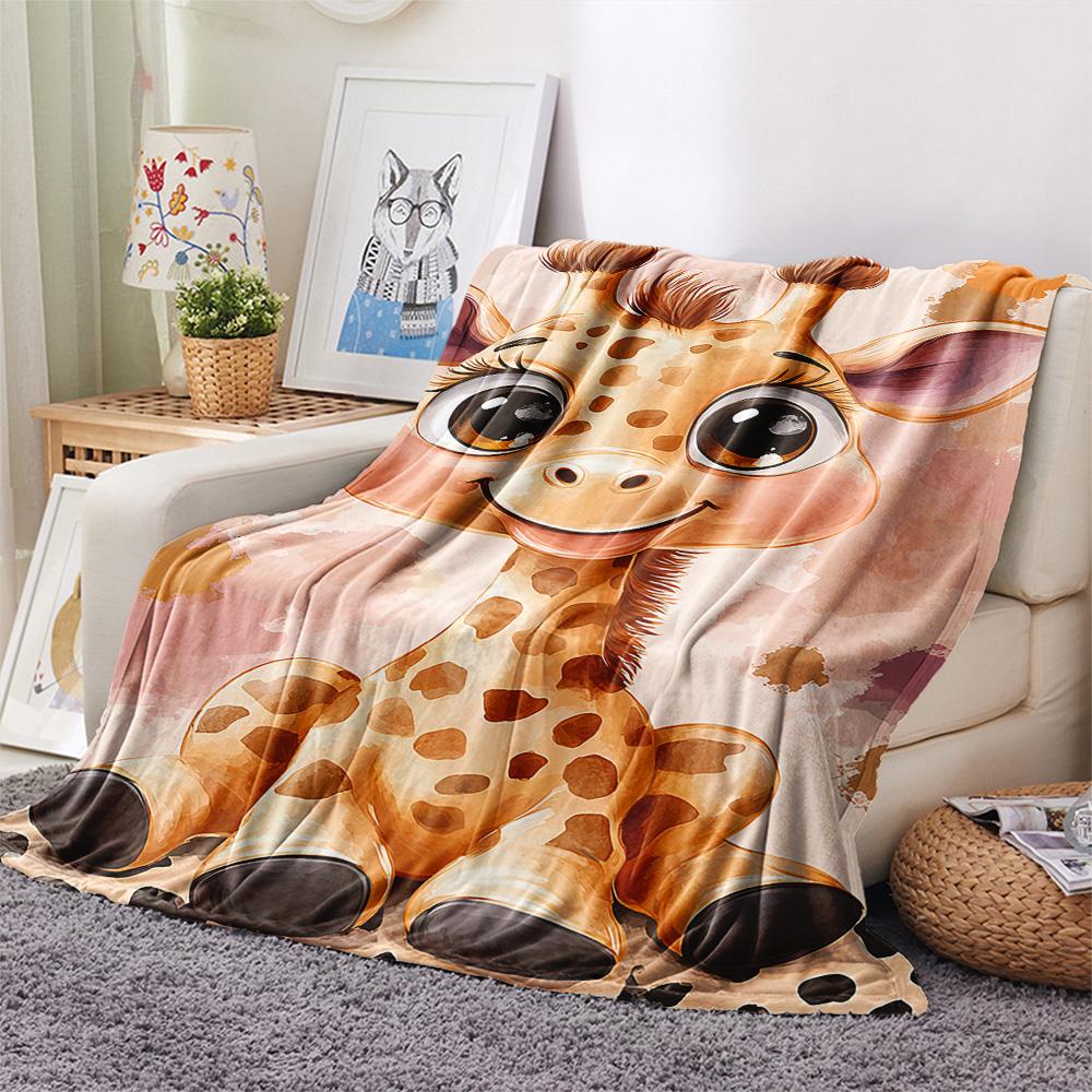Giraffe Print Flannel Blanket, High quality Comfortable for All Seasons, Home Decor, Warmth and Comfort, Perfect for Christmas Gifts
