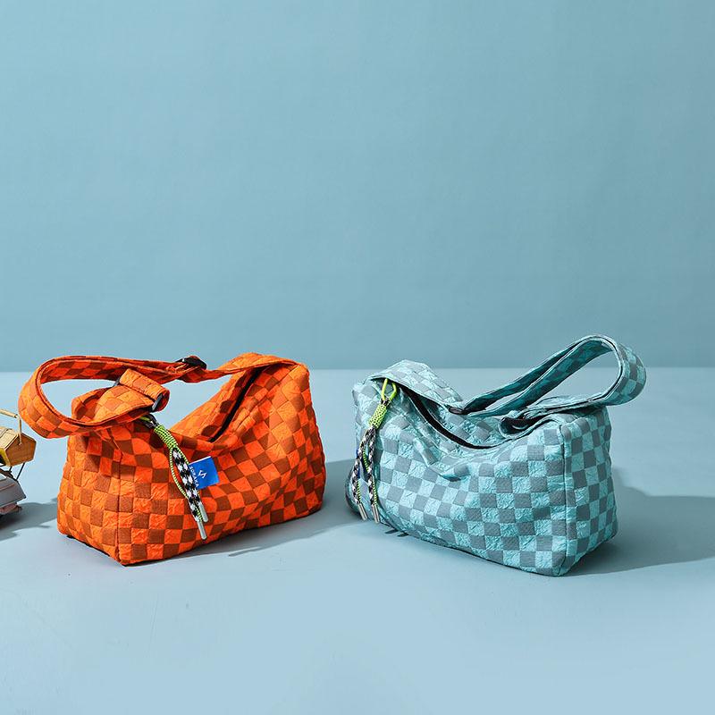 Plaid Large Capacity Crossbody Shoulder Bag with Wide Strap