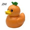 Unique Birthday Gifts Funny Orange Eggplant Duck Figurine, Fruit Vegetable Resin Statue, Adorable Desk Auspicious Meaning Decor for Car Dashboard Home