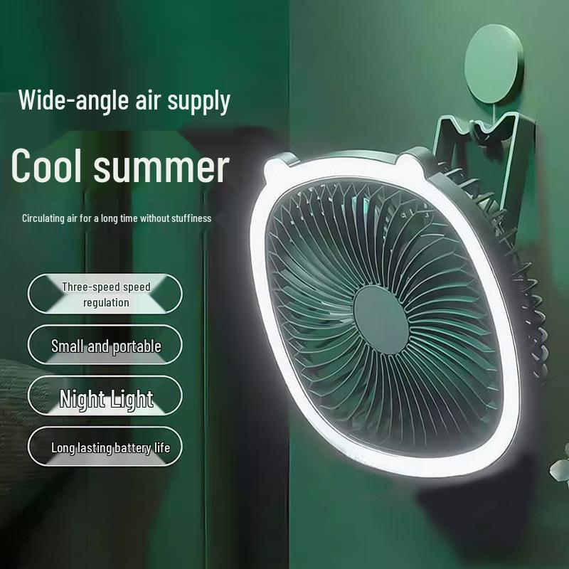 Green Multifunctional Desktop/Wall-Mounted Fill Light Fan - Ultra-Quiet & Powerful 20x9x20 cm зелёный