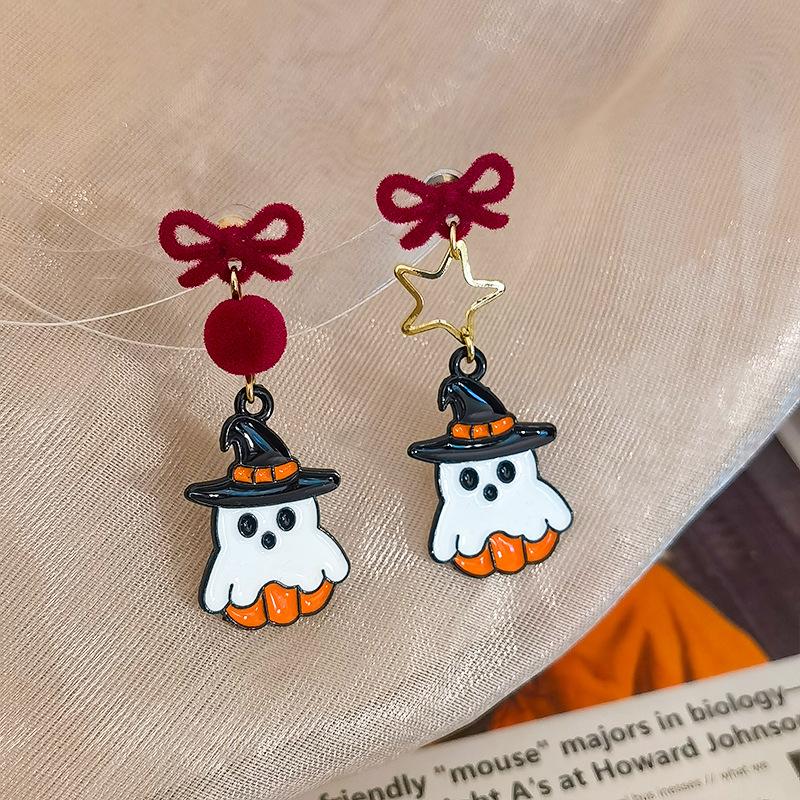 

Halloween Cute Resin Ghost Pendant Earrings for Women Funny Cartoon Bat Pumpkin Skull Dangle Earring Girl Party Jewelry Gift