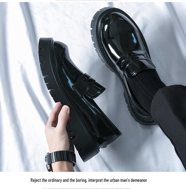 2025 Thick-Soled Black Height-Boost Men's Casual Slip-On Loafers