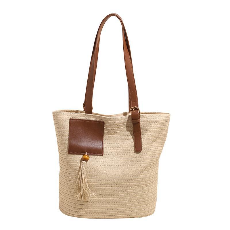 Summer large-capacity shoulder bag women's lazy wind vacation handbag straw woven bag trendy fashion woven tote bag