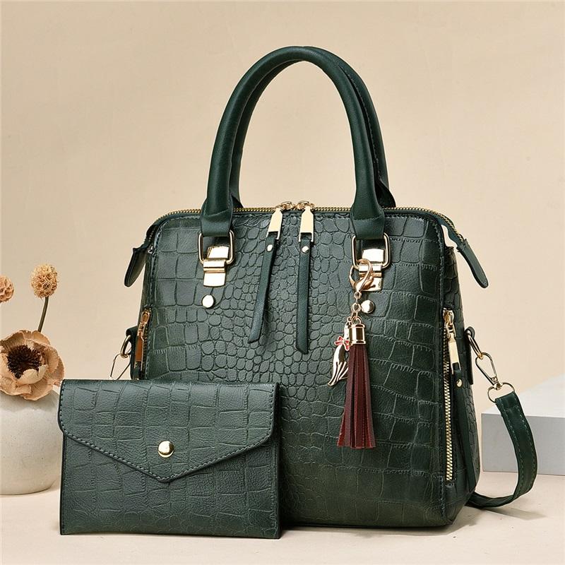 Trendy Versatile 2 Pieces Women Handbag Set Portable Hand Carry Single Shoulder Crossbody Bag For Daily Commute Shopping