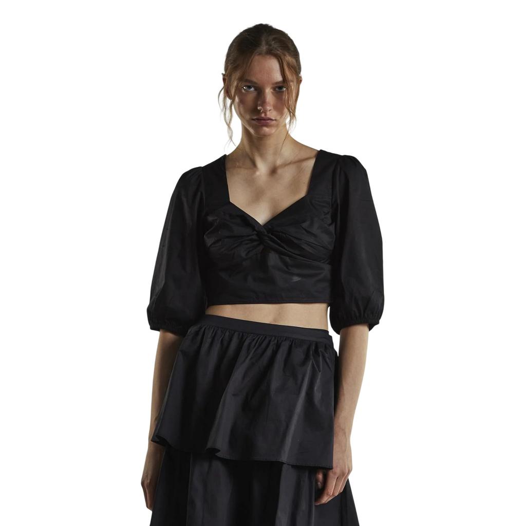 Glamorous Womens/Ladies Twisted Knot Front Puff Sleeve Crop Top